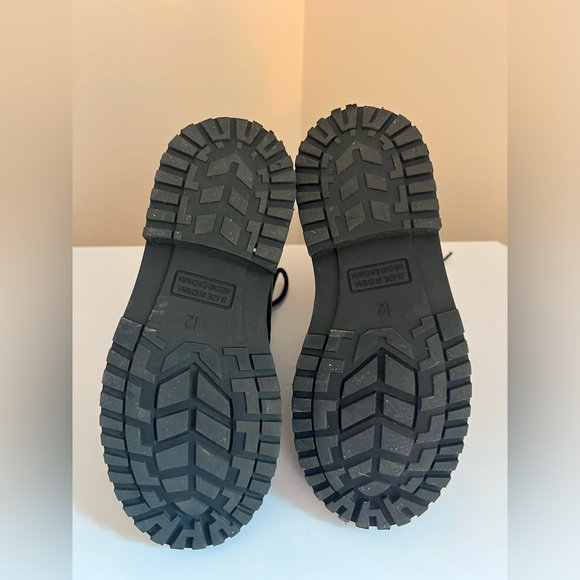 Girls Shiny Faux-Leather Side-Zip Combat Boots Size 12 - Picture 4 of 4